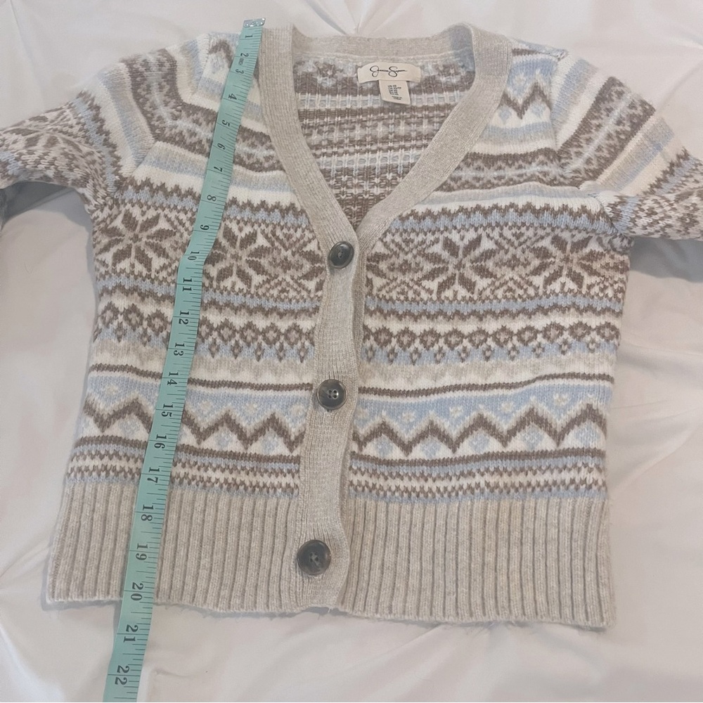 Jessica Simpson Beige Blue Brown Patterned Cardigan XS - Picture 7 of 11